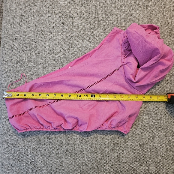 Showpo Women’s Pink One-Shoulder Crop Top W/ Elastic Waist Sz 10 EUC - Picture 12 of 16